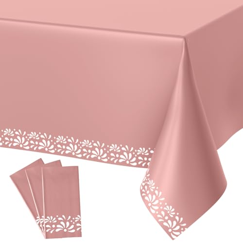 Image of Oudain 4 Pack Cielito Lindo Party Decoration Mexican Tablecloth Disposable Plastic Terracotta Mexican Cielito Lindo Baby Shower Table Decor Wedding Birthday Party Decorations(Floral,Pink)