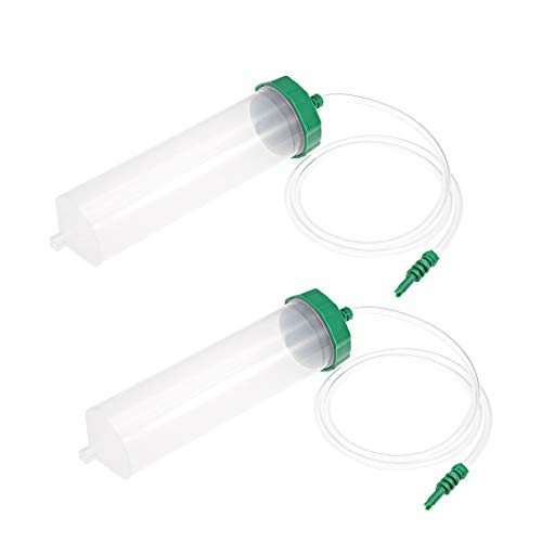 uxcell Air Tubing Glue Dispenser Syringes 300cc Clear w Adapter for Industrial, 2 Pcs (Plastic Cover)