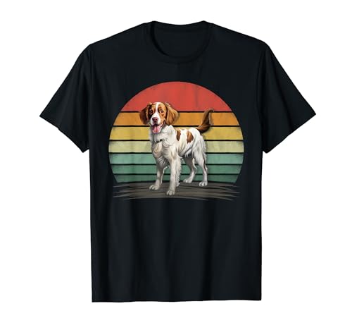 Retro Style Distressed Vintage Brittany Spaniel Dog T-Shirt