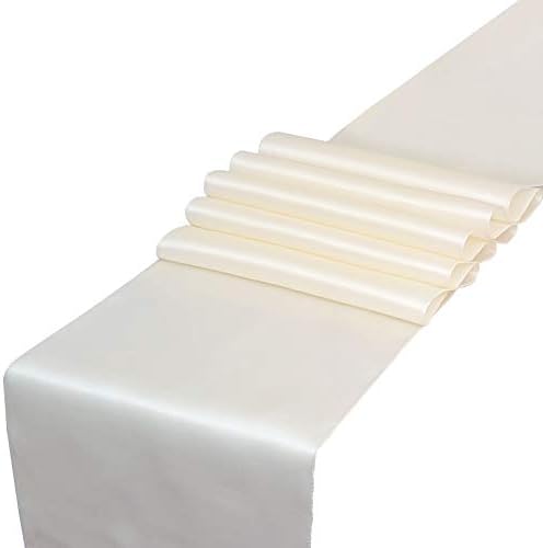 White Satin Table Runners 12 x 108 inch for Wedding Banquet Halloween Party Decoration, Bright Silk and Smooth Fabric Party Table Runner