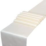 Parfair Dessin White Satin Table Runners 12 x 108 inch for Wedding Banquet Halloween Party Decoratio