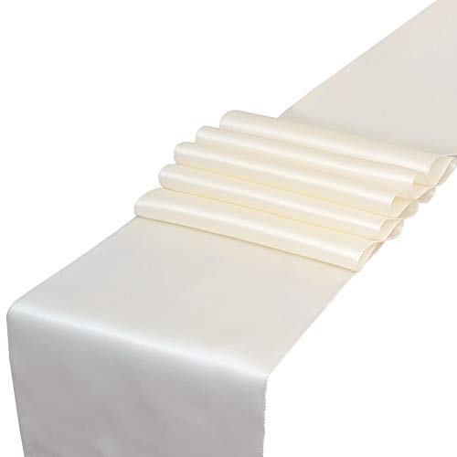 Parfair Dessin White Satin Table Runners 12 X 108 Inch For Wedding Banquet Halloween Party Decoration, Bright Silk And Smooth Fabric Party Table Runner #TOP6