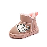 Boys Girls Winter Cute Panda Boots with Faux Fur Lined Toddler Fuzzy Snow Boots Kids Wide Toe Lightweight Winter Shoes for Indoor Outdoor Pink