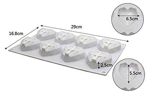 Moldes de coração de diamante de 8 xícaras, moldes de picolé ovais de silicone, 4 formas de picolé,