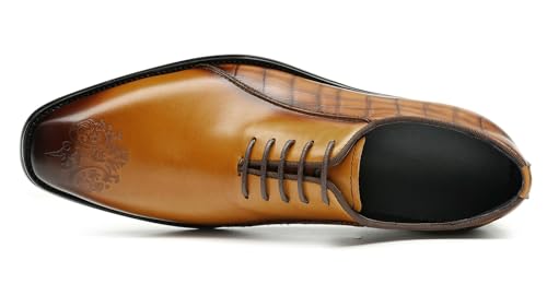 Santimon Oxfords Shoes for Men Formal Dress Derby Genunie Leather Plain Toe Brogues Modern Suit Shoes Men's Fashion Lightweight Prom Wedding Tuxedo Business Causal Comfortable Shoes3