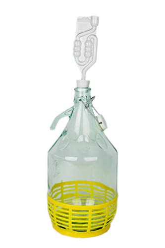 WysKonT Wein Selber Machen Set - Glasballon 5L Mit Bügelverschluss Gummistopfen Gärröhrchen Cover