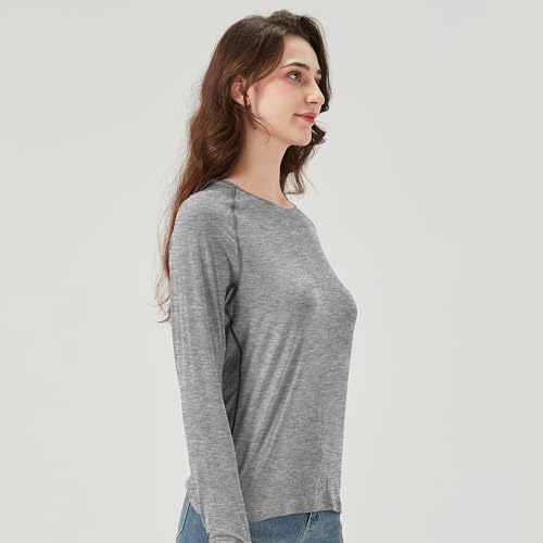 netdraw Women's Ultra Soft Bamboo Viscose Workout T-Shirt Long Sleeve Cooling Lighweight Tops with Thumbholes2