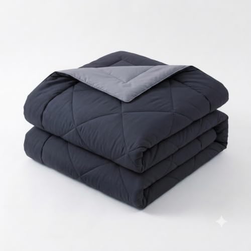 Image of 220 GSM Comforter Single Bed | Microfibre Reversible AC Blanket Duvet Quilt Single Bed for Summer | Comfortable and Super Soft (Black & Grey)