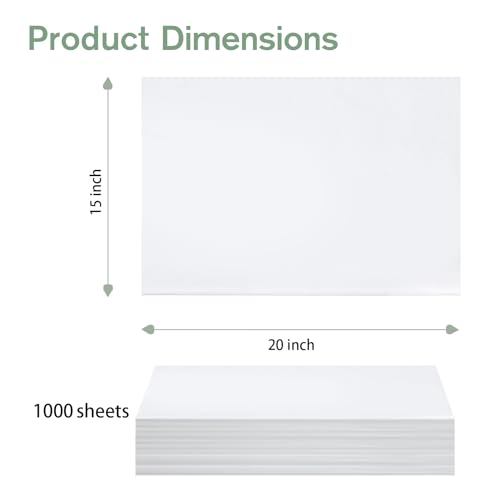 Simetufy 15×20INCH WHITE TISSUE PAPER 1000 Sheets White Tissue Paper Bulk thumb #1