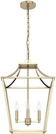 Hunter - Laurel Ridge 4-Light Alturas Gold, Medium Size Pendant Light, Dimmable, Formal Style, Lantern Shaped, for Bedrooms, Kitchens, Dining, Living Rooms - 19069