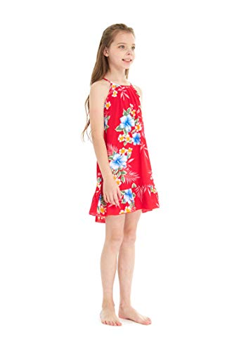 Girl Hawaiian Round Neck Dress in Hibiscus3