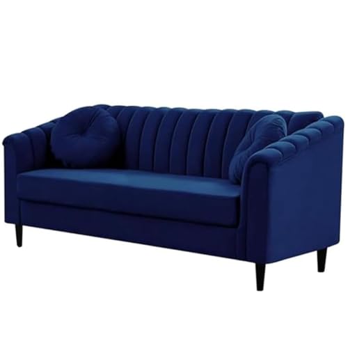 Image of FURNY Dorano 2 Seater Fabric Premium Sofa Set for Living Room - (Blue)