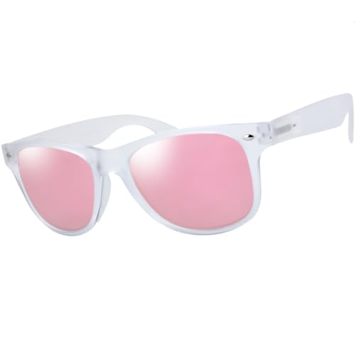 The Fresh Matte Frosted Frame Mirror Lens Spring Temple Horn Rimmed Sunglasses 53mm