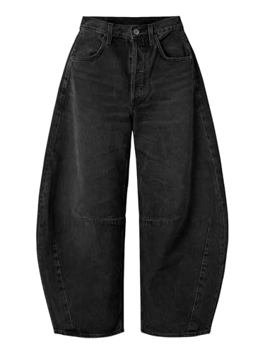 Image of EXLURA Womens Barrel Jeans Wide Leg Y2K Boyfriend Denim Pants Hip Hop Vintage Baggy Jeans Cotton Mid-Low Elastic Waist Pants