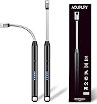 Aouplry Candle Lighter, 2 PCS Rechargeable USB Electric Lighter Windproof Flameless, 360° Flexible Neck & LED Display for BBQ, Grill, Camping, Fireplace, Stove(Black)