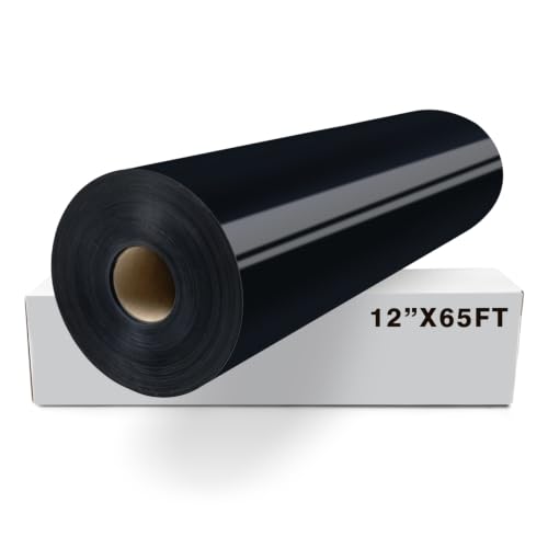Image of FUNKAKA Heat Transfer Vinyl Rolls, 12 inch x 65ft Black Iron on Vinyl for Shirt | Glossy HTV Vinyl for All Cutter Machines - Easy to Cut & Weed for Heat Transfer Design