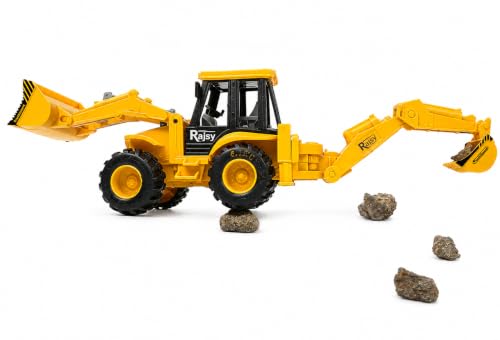 Image of Construction Vehicle Toy for Kids, JCB Excavator Loader Toy with Movable Front Loader & Backhoe, Heavy Duty ABS Plastic Bulldozer Truck, Sand Play Toy for Boys & Girls