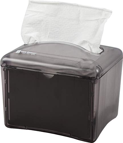San Jamar Venue® Napkin Dispenser For Restaurant Tabletop, 200-250 Napkins, Mini Interfold, Black #TOP3
