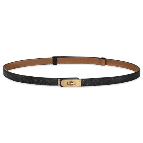 Image of Aurolran Women's Fashion Classic Metal Buckle Leather Belt with Jeans Dress
