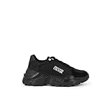 4 cm hohe weiße Gummisohle VERSACE JEANS COUTURE E0VZASC1 Sneakers aus Leder und Wildleder schwarz mit Glitzer-Einsätzen, - Schwarz - Größe: 39 EU
