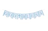 Blue God Bless Baptism Christening First Holy Communion Banner