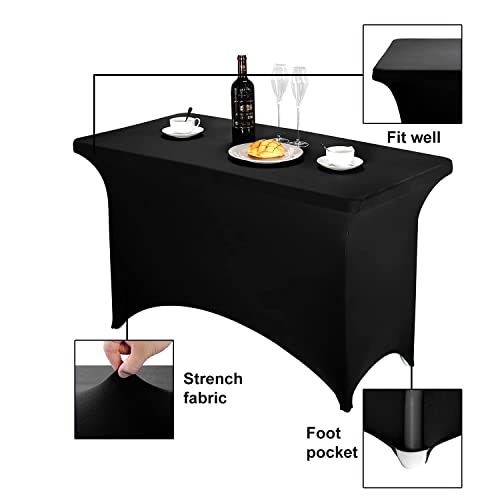 FORLIFE 2Pack Spandex Table Covers，Fitted Tablecloth for Rectangular Tables, Stretch Patio Table Covers, Universal Spandex Table Cover for Wedding, Banquet, Party (4ft, Black) by FORLIFE - Image 3