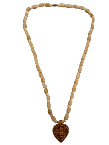 Image of BookMyCostume Spiritual & Devotional Mala Collection - Natural Tulsi Kanthi & Rudraksha Bead Necklaces with Trishul & Religious Pendants - Unisex Ethnic Jewellery for Puja, Meditation, Festivals & Daily Wear