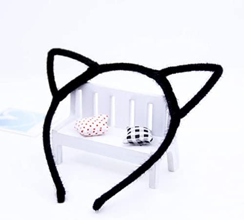 2Pcs Cat Ears Hair Band Headband Cat Ear Headband Hair Hoop Headband Fancy Dress, Black and Leopard Head Band for Party and Daily Decoration