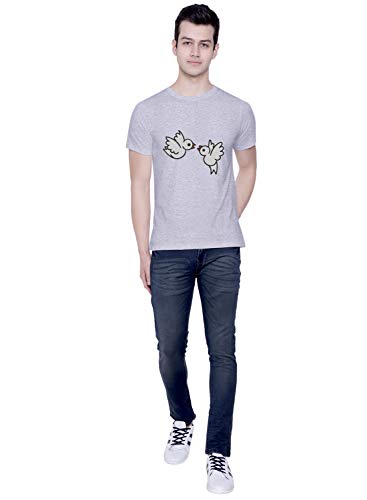 Image of CreativiT Graphic Printed T-Shirt for Unisex Love Birds Tshirt | Casual Half Sleeve Round Neck T-Shirt | 100% Cotton | D00585-41