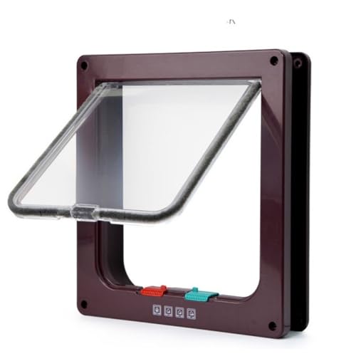 WXQペットドア 犬 猫 ペット出入り口 室内用 ロック可能、両方向または片方向で使用可能 取り付け簡単 (ブラウン,25*23.5*5.5cm)