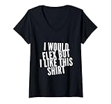 Photo Gallery donna testo divertente i want to flex i would flex but i like this maglietta con collo a v Photo Gallery donna testo divertente i want to flex i would flex but i like this maglietta con collo a v