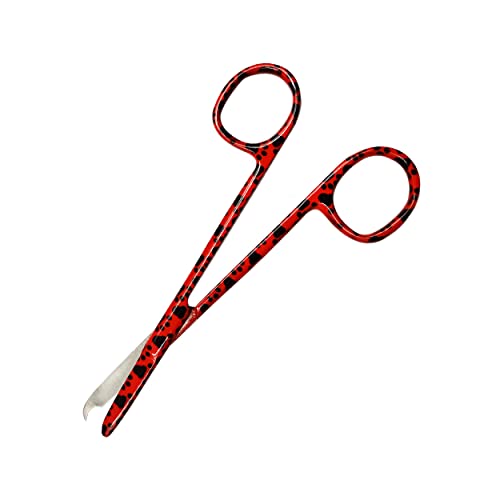 Cynamed Suture Stitch Scissors 4.5" with Crescent Delicate Hook- Perfect for Suture Removal, First Aid, EMS Training and More Premium Quality Instrument- Stainless Steel (Paws, Red)