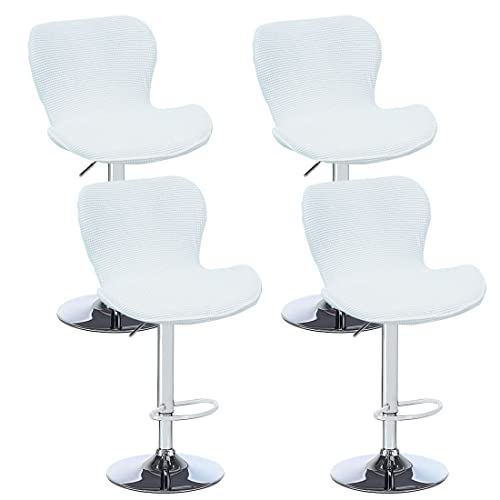 Levoberg 4PCS Housse de Tabouret de Bar Incurvé Extensible Housse de Chaise de Bar avec Dossier Elastique Couverture Tabouret Haute de Cuisine Blanc