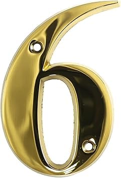 75mm Screw Fix Numerals Solid Metal House Numbers (Polished Brass, No.6&9)