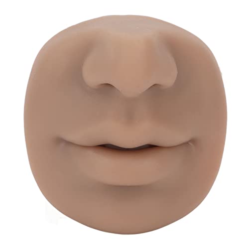 Silicone Nose Mode, Silicone Piercing Model, Nose Model for Piercing, with Mouth Flexible Soft Imitation Nose Model, Reusable Nose Displays, for Practice Training (Dark Complexion)