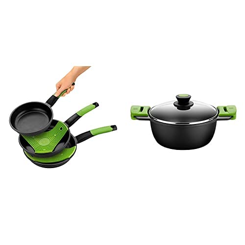 BRA Prior - Set De 3 Sartenes, Aluminio Fundido Antiadherente, Incluye Dos Salvamanteles Safe...