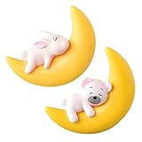 iplusmile 2個 水槽フロート 戦車 ミニチュア動物の置物 水槽の月 水族館の装飾品 水族館のシーンの装飾 二 愛らしい月の装飾 クラフトムーンオーナメント 浮かぶ月を飾る 水槽浮遊月 樹脂