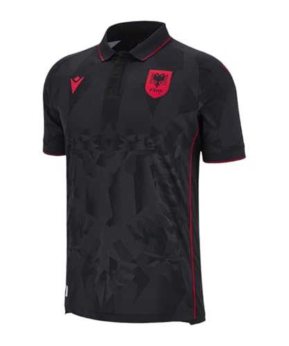 Macron Albanien Trikot 3rd EM 2024 Kids schwarzrot JM (140) Kinder