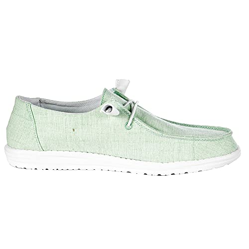Image of HEYDUDE Women's Wendy Linen Summer Green Size 11 | Women's Shoes | Women's Lace Up Loafers | Comfortable & Light-Weight