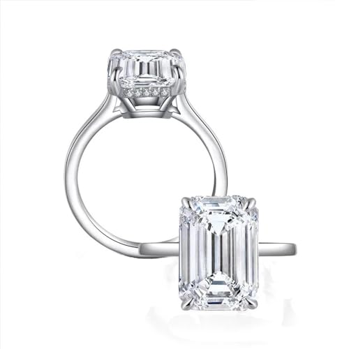 6 CT Moissanite Diamond Engagement Ring,Big Emerald Cut Wedding Bands for Women, 925 Sterling Silver Rings, D Color VVS1 Lover's Promise Ring, Fashion Jewelry Gifts2