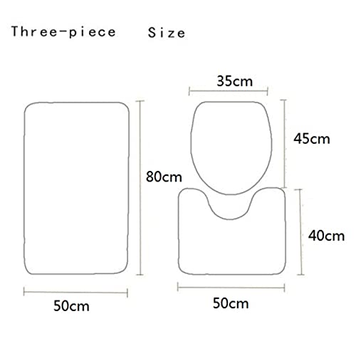 3-Teiliges Badteppich-Set Dreiteiliges Set Mit Haifisch-Delfin-Kleinfisch-Muster, rutschfest, Saugfähig, Toiletten… – Bild 3