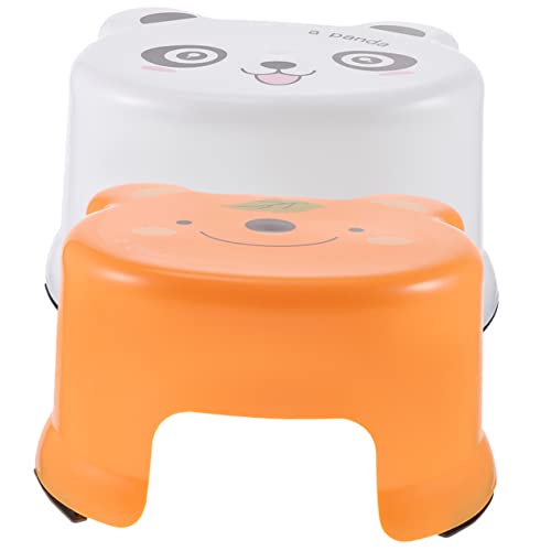 PRETYZOOM Cartoon Boys and Girls Stool Set 2pcs Plastic Step Stool Non-Slip for Bathroom Use