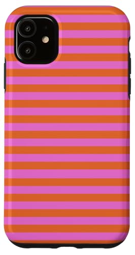 Orange and Pink Stripes Geometric Horizontal Lines Pattern X}zP[X iPhone 11 p
