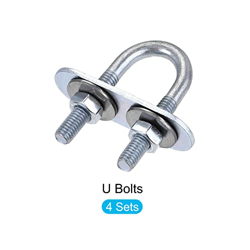 Image of METALLIXITY U Bolts 4 Sets (M6x16x46mm), Round U Bolt Steel with Accessories - for Construction, Pipe