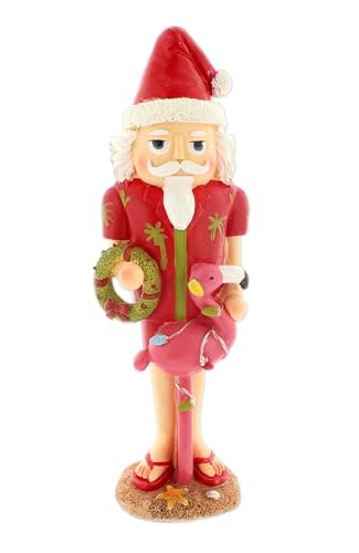 The Bridge Collection 12" Flamingo Santa Beachy Nutcracker Style Figurine