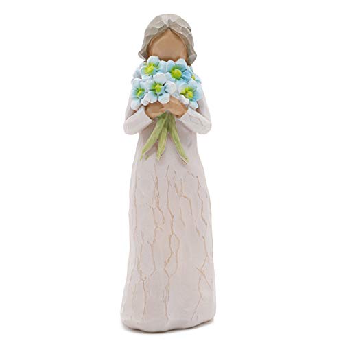 Guardian Angel Figurine, Forget Me Not - Hand Carved Praying Angel Sculpture, Encouragement Present, Home Decoration Gift to Show Love, Sympathy, Gratitude, Bereavement, Friendship or Prayer