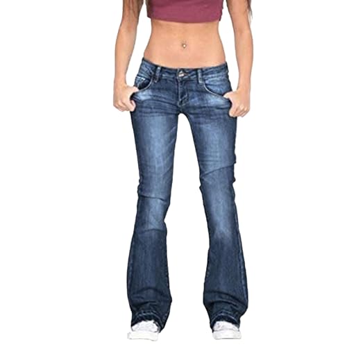 Maiyifu-GJ Skinny Jeans for Women Stretchy Bell Bottom Bootcut Denim Pant Sexy Slimming Mid Waisted Flare Bottom Trousers