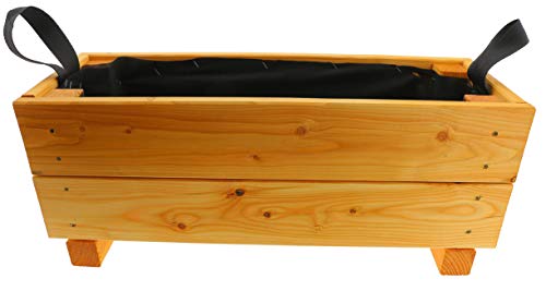 HOQ Pflanzkasten 60x22x24,5cm aus Lärche mit Vlies und Griffen