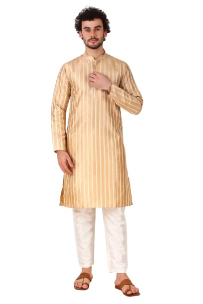 koshin Men's Art Silk Mirror Self Embroidery Kurta & Pyjama For Festive & Wedding-picture-21