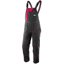 Mono De Trabajo Rosa NEO TOOLS Mono de trabajo para mujer, tejido de algodón y poliéster, correas elásticas, bolsillos ISO 13688:2013, Negro Y Rosa, XXL